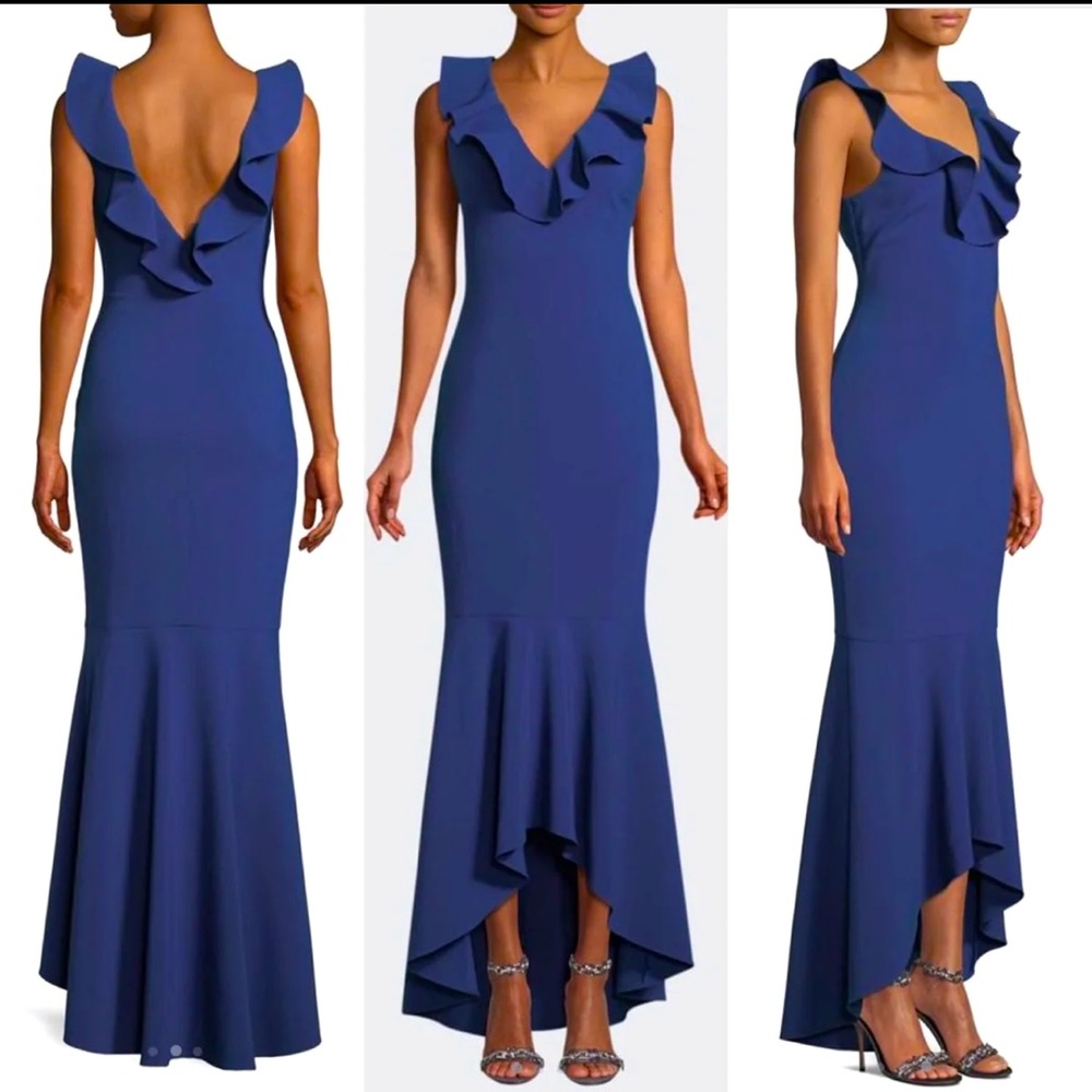 Likely Rowen Sleeveless Ruffle V Neck Gown